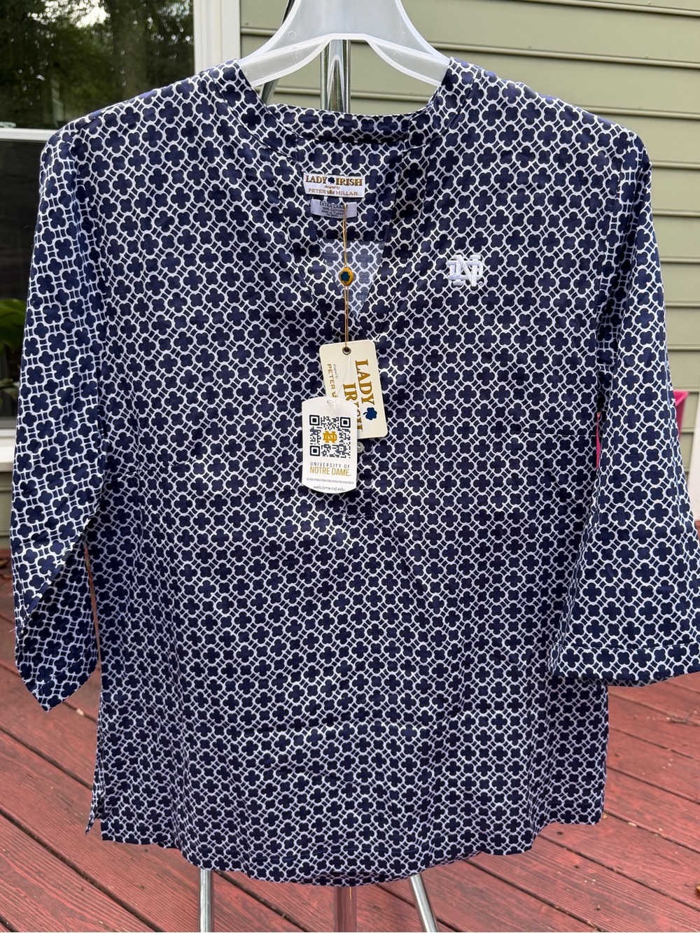 Peter Millar Navy & White Geometric Button-Down Shirt